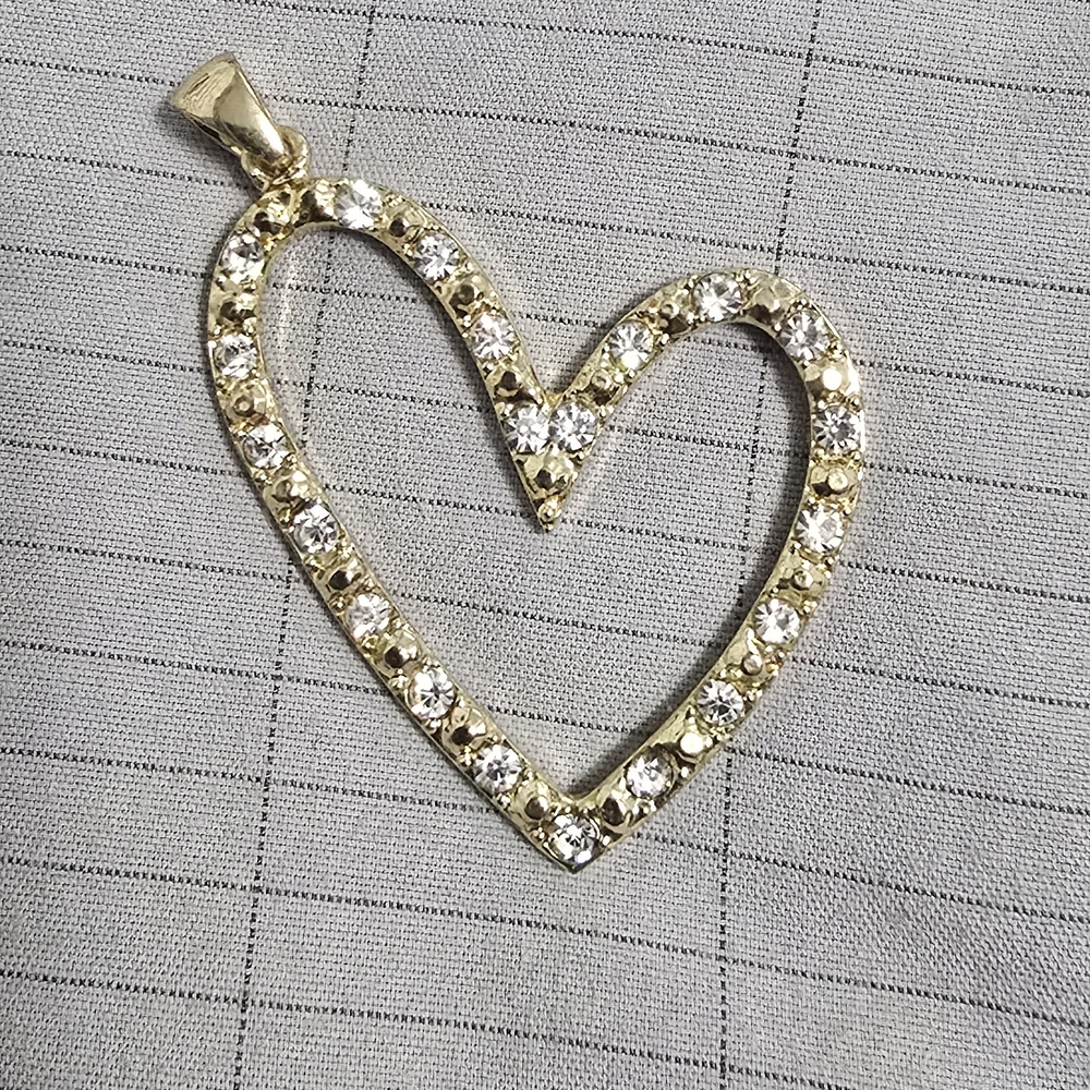 Gold Heart Pendant with Clear Crystal Accents - Women Jewelry